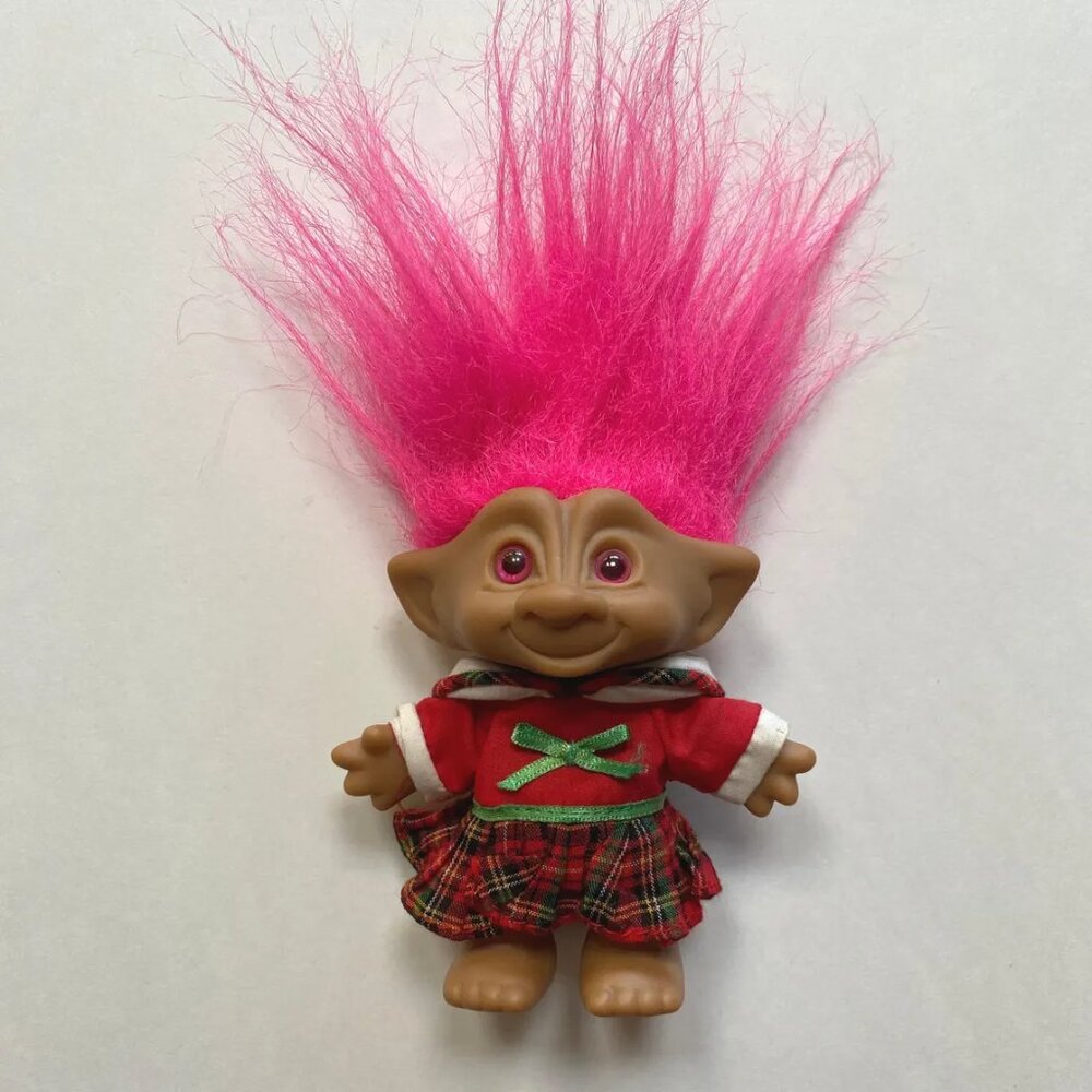 Vintage Ace Novelty Co Jewel Belly Troll Doll 1990s Kids Toy Pink Hair